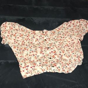 Off shoulder floral shirt